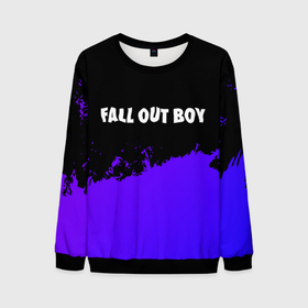 Мужской свитшот 3D с принтом Fall Out Boy purple grunge в Белгороде, 100% полиэстер с мягким внутренним слоем | круглый вырез горловины, мягкая резинка на манжетах и поясе, свободная посадка по фигуре | Тематика изображения на принте: 