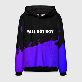 Мужская толстовка 3D с принтом Fall Out Boy purple grunge в Белгороде, 100% полиэстер | двухслойный капюшон со шнурком для регулировки, мягкие манжеты на рукавах и по низу толстовки, спереди карман-кенгуру с мягким внутренним слоем. | Тематика изображения на принте: 