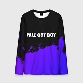 Мужской лонгслив 3D с принтом Fall Out Boy purple grunge , 100% полиэстер | длинные рукава, круглый вырез горловины, полуприлегающий силуэт | 