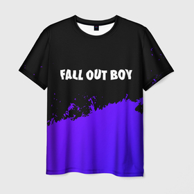 Мужская футболка 3D с принтом Fall Out Boy purple grunge в Курске, 100% полиэфир | прямой крой, круглый вырез горловины, длина до линии бедер | 