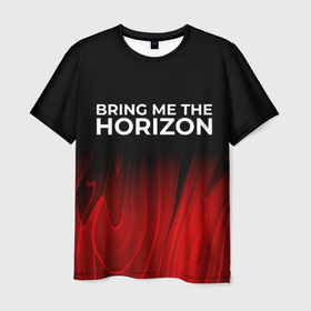 Мужская футболка 3D с принтом Bring Me the Horizon red plasma в Кировске, 100% полиэфир | прямой крой, круглый вырез горловины, длина до линии бедер | 