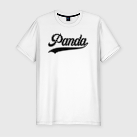 Мужская футболка хлопок Slim с принтом Панда лого в Курске, 92% хлопок, 8% лайкра | приталенный силуэт, круглый вырез ворота, длина до линии бедра, короткий рукав | 