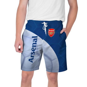 Мужские шорты 3D с принтом Arsenal Мяч ,  полиэстер 100% | прямой крой, два кармана без застежек по бокам. Мягкая трикотажная резинка на поясе, внутри которой широкие завязки. Длина чуть выше колен | 