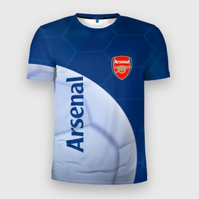 Мужская футболка 3D Slim с принтом Arsenal Мяч в Екатеринбурге, 100% полиэстер с улучшенными характеристиками | приталенный силуэт, круглая горловина, широкие плечи, сужается к линии бедра | 