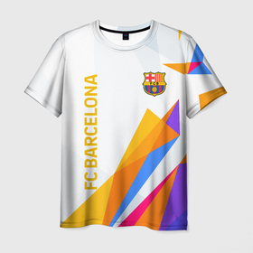 Мужская футболка 3D с принтом Barcelona абстракция цветные геометрии в Белгороде, 100% полиэфир | прямой крой, круглый вырез горловины, длина до линии бедер | 