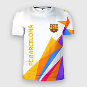 Мужская футболка 3D Slim с принтом Barcelona абстракция цветные геометрии в Екатеринбурге, 100% полиэстер с улучшенными характеристиками | приталенный силуэт, круглая горловина, широкие плечи, сужается к линии бедра | 