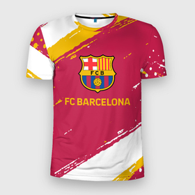 Мужская футболка 3D Slim с принтом Barcelona Краска в Тюмени, 100% полиэстер с улучшенными характеристиками | приталенный силуэт, круглая горловина, широкие плечи, сужается к линии бедра | 