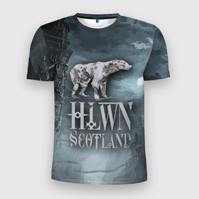 Мужская футболка 3D Slim с принтом Bear  zombie   halloween Scotland в Петрозаводске, 100% полиэстер с улучшенными характеристиками | приталенный силуэт, круглая горловина, широкие плечи, сужается к линии бедра | Тематика изображения на принте: 