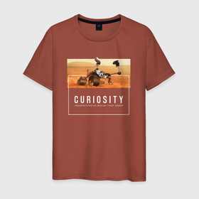 Мужская футболка хлопок с принтом Марсианский ровер Curiosity   любопытство не сгубило кошку в Екатеринбурге, 100% хлопок | прямой крой, круглый вырез горловины, длина до линии бедер, слегка спущенное плечо. | 