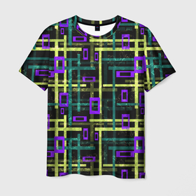 Мужская футболка 3D с принтом Геометрический узор с мраморной текстурой в Екатеринбурге, 100% полиэфир | прямой крой, круглый вырез горловины, длина до линии бедер | 