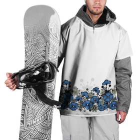 Накидка на куртку 3D с принтом Синий цветочный узор  кайма в Кировске, 100% полиэстер |  | Тематика изображения на принте: 