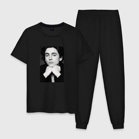 Мужская пижама хлопок с принтом Timothee Chalamet  Vogue 2021 в Курске, 100% хлопок | брюки и футболка прямого кроя, без карманов, на брюках мягкая резинка на поясе и по низу штанин
 | 