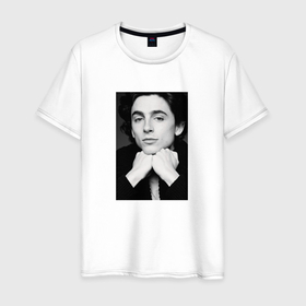 Мужская футболка хлопок с принтом Timothee Chalamet  Vogue 2021 в Екатеринбурге, 100% хлопок | прямой крой, круглый вырез горловины, длина до линии бедер, слегка спущенное плечо. | 