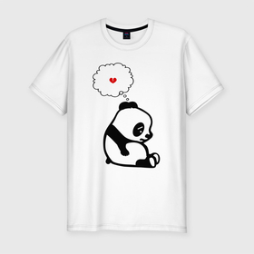 Мужская футболка хлопок Slim с принтом Панда о разбитом сердце в Курске, 92% хлопок, 8% лайкра | приталенный силуэт, круглый вырез ворота, длина до линии бедра, короткий рукав | 