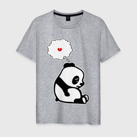 Мужская футболка хлопок с принтом Панда о разбитом сердце в Белгороде, 100% хлопок | прямой крой, круглый вырез горловины, длина до линии бедер, слегка спущенное плечо. | 