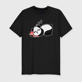 Мужская футболка хлопок Slim с принтом Дрыхнущая панда в Курске, 92% хлопок, 8% лайкра | приталенный силуэт, круглый вырез ворота, длина до линии бедра, короткий рукав | 