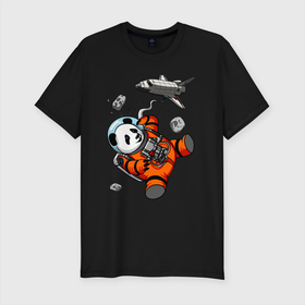Мужская футболка хлопок Slim с принтом Космическая панда в Курске, 92% хлопок, 8% лайкра | приталенный силуэт, круглый вырез ворота, длина до линии бедра, короткий рукав | 