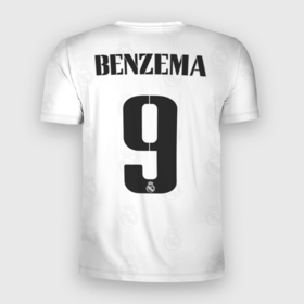 Мужская футболка 3D Slim с принтом Бензема Реал Мадрид форма 2022 2023 , 100% полиэстер с улучшенными характеристиками | приталенный силуэт, круглая горловина, широкие плечи, сужается к линии бедра | 
