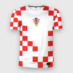 Мужская футболка 3D Slim с принтом Сборная Хорватии форма к чемпионату мира 2022 в Белгороде, 100% полиэстер с улучшенными характеристиками | приталенный силуэт, круглая горловина, широкие плечи, сужается к линии бедра | 