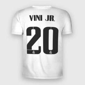 Мужская футболка 3D Slim с принтом Винисиус Реал Мадрид форма 2022 2023 в Кировске, 100% полиэстер с улучшенными характеристиками | приталенный силуэт, круглая горловина, широкие плечи, сужается к линии бедра | Тематика изображения на принте: 