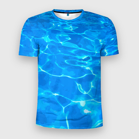 Мужская футболка 3D Slim с принтом Абстрактные волны бассейна   текстура в Кировске, 100% полиэстер с улучшенными характеристиками | приталенный силуэт, круглая горловина, широкие плечи, сужается к линии бедра | 