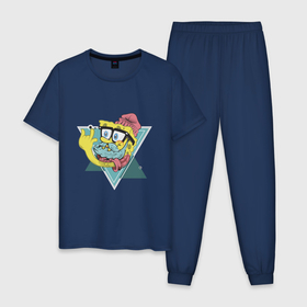 Мужская пижама хлопок с принтом Губка Боб   Хипстер в Екатеринбурге, 100% хлопок | брюки и футболка прямого кроя, без карманов, на брюках мягкая резинка на поясе и по низу штанин
 | 