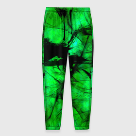 Мужские брюки 3D с принтом Зеленый фантом в Кировске, 100% полиэстер | манжеты по низу, эластичный пояс регулируется шнурком, по бокам два кармана без застежек, внутренняя часть кармана из мелкой сетки | 