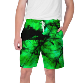 Мужские шорты 3D с принтом Зеленый фантом в Кировске,  полиэстер 100% | прямой крой, два кармана без застежек по бокам. Мягкая трикотажная резинка на поясе, внутри которой широкие завязки. Длина чуть выше колен | 