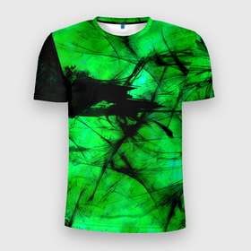 Мужская футболка 3D Slim с принтом Зеленый фантом в Санкт-Петербурге, 100% полиэстер с улучшенными характеристиками | приталенный силуэт, круглая горловина, широкие плечи, сужается к линии бедра | 