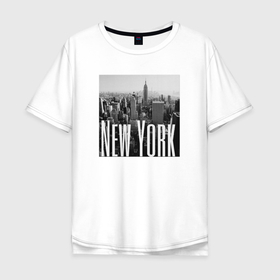 Мужская футболка хлопок Oversize с принтом New York city in picture в Санкт-Петербурге, 100% хлопок | свободный крой, круглый ворот, “спинка” длиннее передней части | Тематика изображения на принте: 