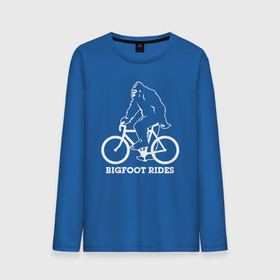 Мужской лонгслив хлопок с принтом Бигфут на велосипеде , 100% хлопок |  | Тематика изображения на принте: 