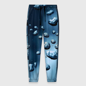 Мужские брюки 3D с принтом Капли воды на матовом стекле   текстура в Белгороде, 100% полиэстер | манжеты по низу, эластичный пояс регулируется шнурком, по бокам два кармана без застежек, внутренняя часть кармана из мелкой сетки | 