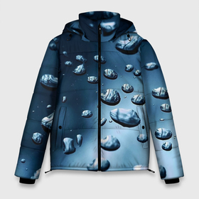 Мужская зимняя куртка 3D с принтом Капли воды на матовом стекле   текстура в Петрозаводске, верх — 100% полиэстер; подкладка — 100% полиэстер; утеплитель — 100% полиэстер | длина ниже бедра, свободный силуэт Оверсайз. Есть воротник-стойка, отстегивающийся капюшон и ветрозащитная планка. 

Боковые карманы с листочкой на кнопках и внутренний карман на молнии. | 