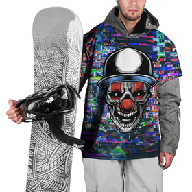 Накидка на куртку 3D с принтом Злой клоун на фоне городской рекламы , 100% полиэстер |  | 