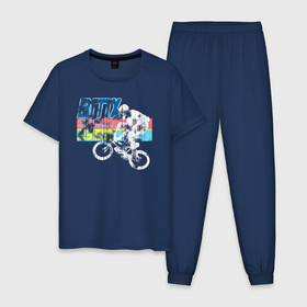 Мужская пижама хлопок с принтом BMX 1986 , 100% хлопок | брюки и футболка прямого кроя, без карманов, на брюках мягкая резинка на поясе и по низу штанин
 | Тематика изображения на принте: 