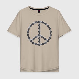Мужская футболка хлопок Oversize с принтом Пацифик из велосипедной цепи в Санкт-Петербурге, 100% хлопок | свободный крой, круглый ворот, “спинка” длиннее передней части | 
