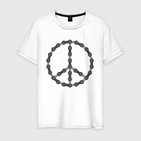 Мужская футболка хлопок с принтом Пацифик из велосипедной цепи в Новосибирске, 100% хлопок | прямой крой, круглый вырез горловины, длина до линии бедер, слегка спущенное плечо. | Тематика изображения на принте: 