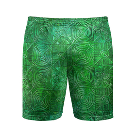 Мужские шорты спортивные с принтом Узорчатый зеленый стеклоблок имитация в Новосибирске,  |  | Тематика изображения на принте: 