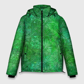 Мужская зимняя куртка 3D с принтом Узорчатый зеленый стеклоблок имитация в Новосибирске, верх — 100% полиэстер; подкладка — 100% полиэстер; утеплитель — 100% полиэстер | длина ниже бедра, свободный силуэт Оверсайз. Есть воротник-стойка, отстегивающийся капюшон и ветрозащитная планка. 

Боковые карманы с листочкой на кнопках и внутренний карман на молнии. | 