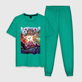 Мужская пижама хлопок с принтом Евангелион персонажи в Петрозаводске, 100% хлопок | брюки и футболка прямого кроя, без карманов, на брюках мягкая резинка на поясе и по низу штанин
 | 