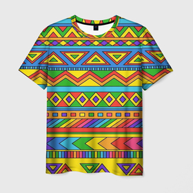 Мужская футболка 3D с принтом Красивый цветной орнамент в Белгороде, 100% полиэфир | прямой крой, круглый вырез горловины, длина до линии бедер | 
