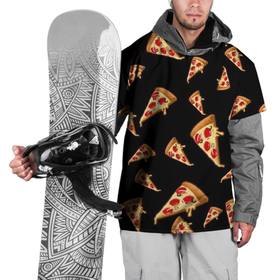 Накидка на куртку 3D с принтом Куски пиццы на черном фоне , 100% полиэстер |  | 