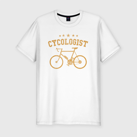 Мужская футболка хлопок Slim с принтом Велосипедист 5 звезд в Курске, 92% хлопок, 8% лайкра | приталенный силуэт, круглый вырез ворота, длина до линии бедра, короткий рукав | Тематика изображения на принте: 