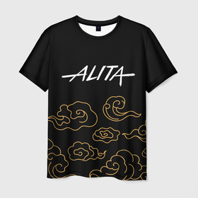 Мужская футболка 3D с принтом Alita anime clouds в Белгороде, 100% полиэфир | прямой крой, круглый вырез горловины, длина до линии бедер | 