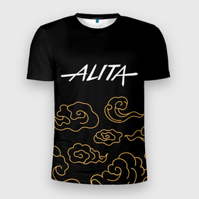 Мужская футболка 3D Slim с принтом Alita anime clouds в Белгороде, 100% полиэстер с улучшенными характеристиками | приталенный силуэт, круглая горловина, широкие плечи, сужается к линии бедра | 