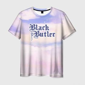 Мужская футболка 3D с принтом Black Butler sky clouds , 100% полиэфир | прямой крой, круглый вырез горловины, длина до линии бедер | 