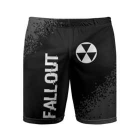 Мужские шорты спортивные с принтом Fallout glitch на темном фоне: надпись, символ в Курске,  |  | 