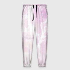 Мужские брюки 3D с принтом Розовые облака на голубом небе в Тюмени, 100% полиэстер | манжеты по низу, эластичный пояс регулируется шнурком, по бокам два кармана без застежек, внутренняя часть кармана из мелкой сетки | 