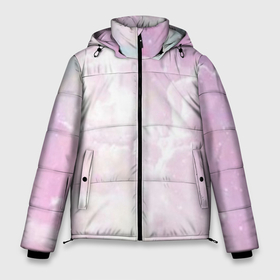 Мужская зимняя куртка 3D с принтом Розовые облака на голубом небе в Новосибирске, верх — 100% полиэстер; подкладка — 100% полиэстер; утеплитель — 100% полиэстер | длина ниже бедра, свободный силуэт Оверсайз. Есть воротник-стойка, отстегивающийся капюшон и ветрозащитная планка. 

Боковые карманы с листочкой на кнопках и внутренний карман на молнии. | Тематика изображения на принте: 