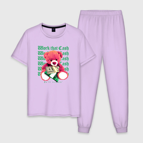 Мужская пижама хлопок с принтом Тедди плюшевый мишка гангстер , 100% хлопок | брюки и футболка прямого кроя, без карманов, на брюках мягкая резинка на поясе и по низу штанин
 | 